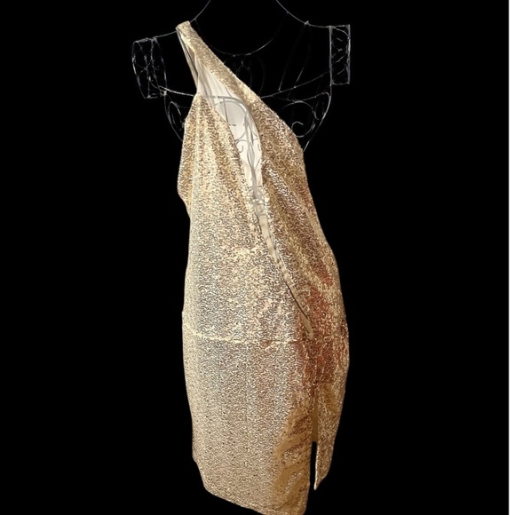 Chic Me Gold Sequin One Shoulder Dress Sz XL Women - Picture 2 of 8